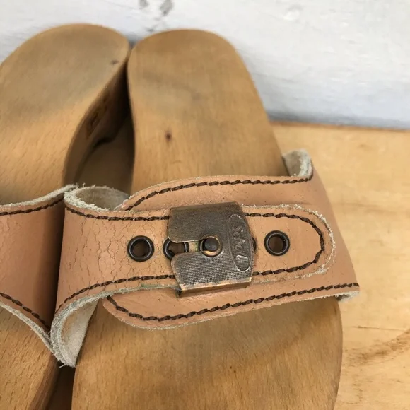 Vintage Dr Scholl Womens Size 6 Wooden Shoes - Picture 11 of 12